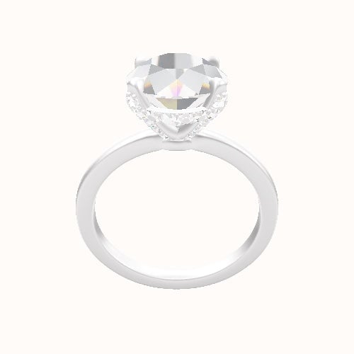 Open Solitaire Engagement Ring With Pave Basket Head