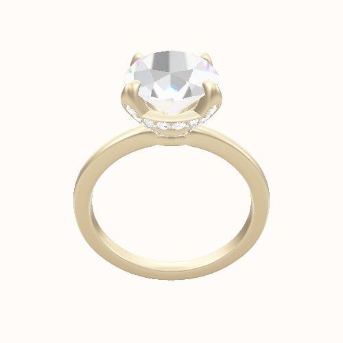 Open Solitaire Engagement Ring With Pave Basket Head