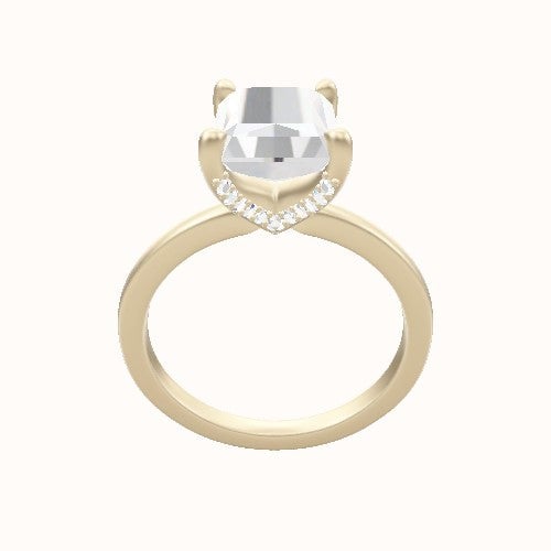 Open Solitaire Engagement Ring With Pave V Prong Head