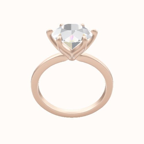 Open Solitaire Engagement Ring With Petal Six Prong Head