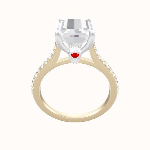 Pave Cathedral Engagement Ring With Accent Diamond Head