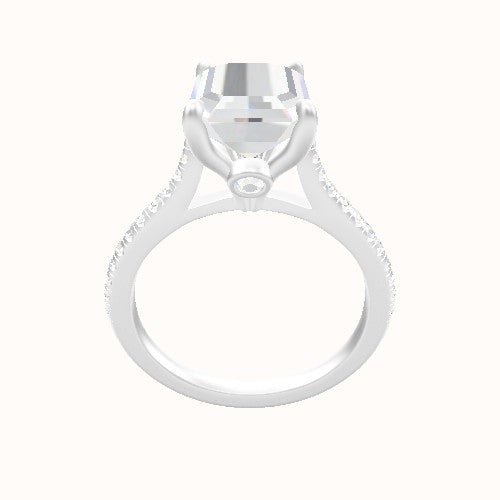 Pave Cathedral Engagement Ring With Accent Diamond Head