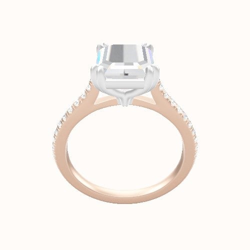 Pave Cathedral Engagement Ring With Double Prongs Head