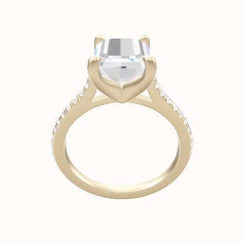Pave Cathedral Engagement Ring With Four Prong Head