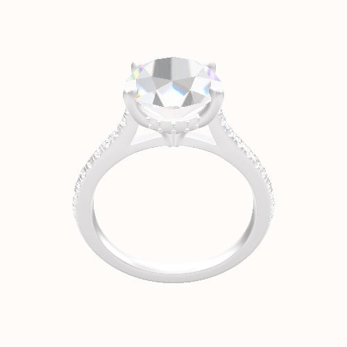 Pave Cathedral Engagement Ring With Front set gallery Head