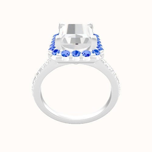 Pave Cathedral Engagement Ring With Halo Head