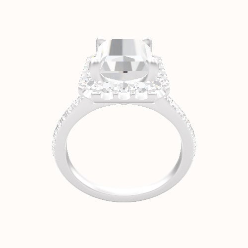 Pave Cathedral Engagement Ring With Halo Head