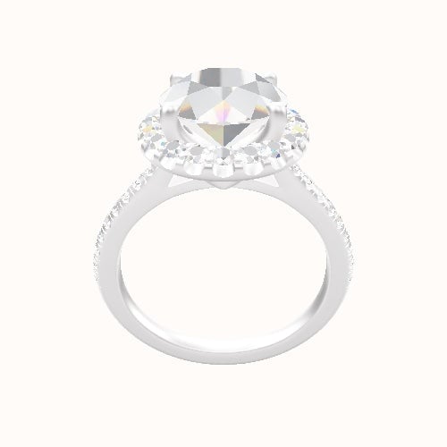 Pave Cathedral Engagement Ring With Halo Head