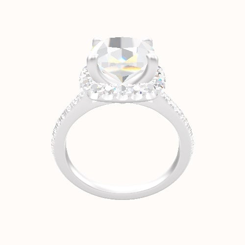 Pave Cathedral Engagement Ring With Halo Head