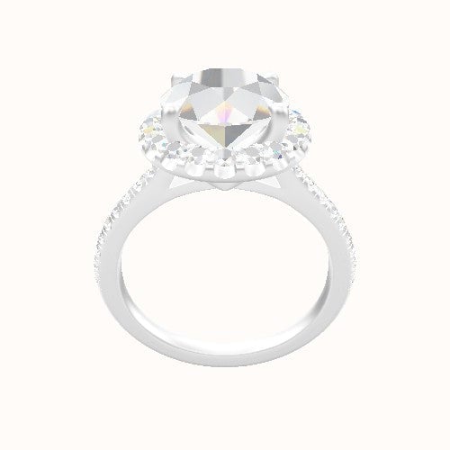 Pave Cathedral Engagement Ring With Halo Head