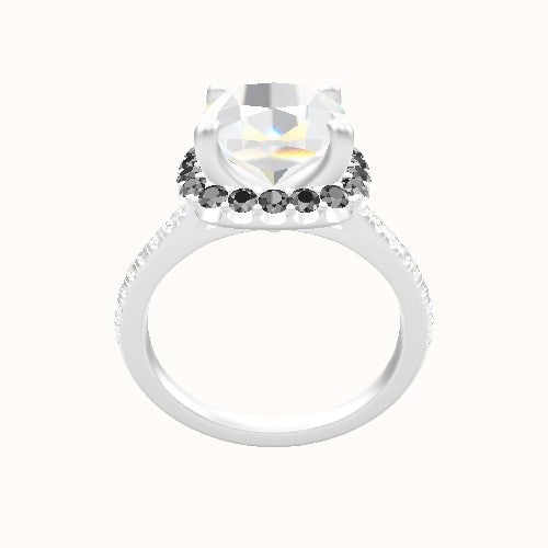 Pave Cathedral Engagement Ring With Halo Head