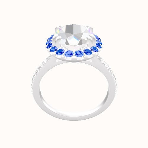 Pave Cathedral Engagement Ring With Halo with Double Prong Head