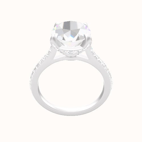 Pave Cathedral Engagement Ring With Pave Basket Head