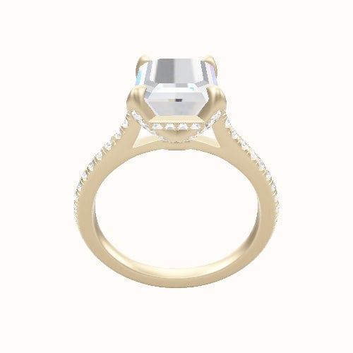 Pave Cathedral Engagement Ring With Pave Basket Head