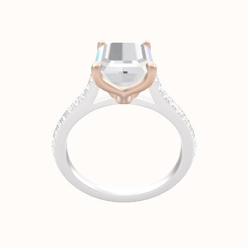 Pave Cathedral Engagement Ring With Petal Four Prong Head
