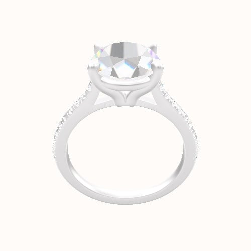 Pave Cathedral Engagement Ring With Standard Four Prong Head