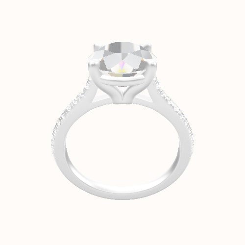 Pave Cathedral Engagement Ring With Standard Four Prong Head