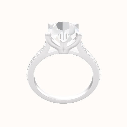 Pave Cathedral Engagement Ring With Standard Four Prong Head