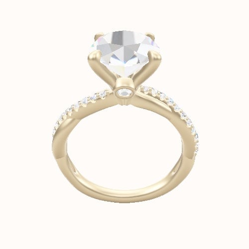Pave Rope Engagement Ring With Accent Diamond Head