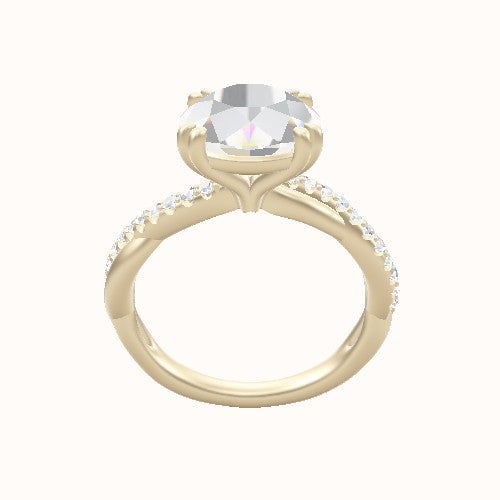 Pave Rope Engagement Ring With Double Prongs Head