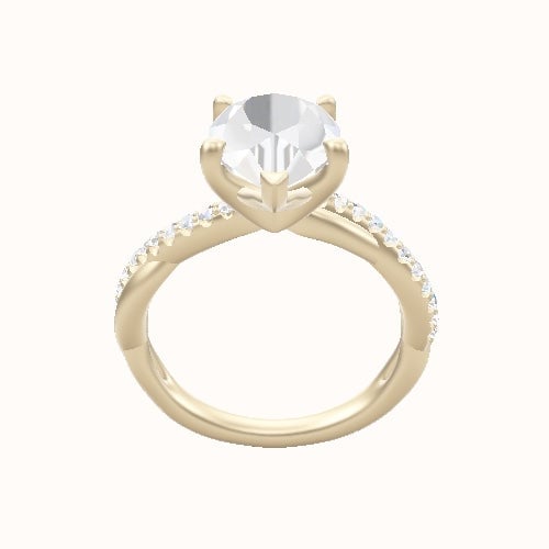 Pave Rope Engagement Ring With Four Prong Head