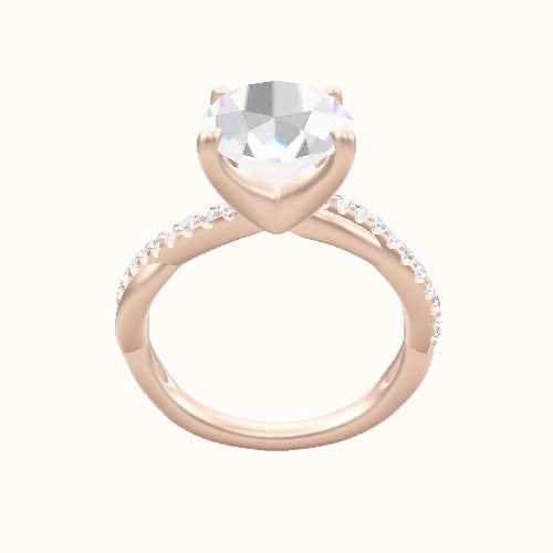 Pave Rope Engagement Ring With Four Prong Head