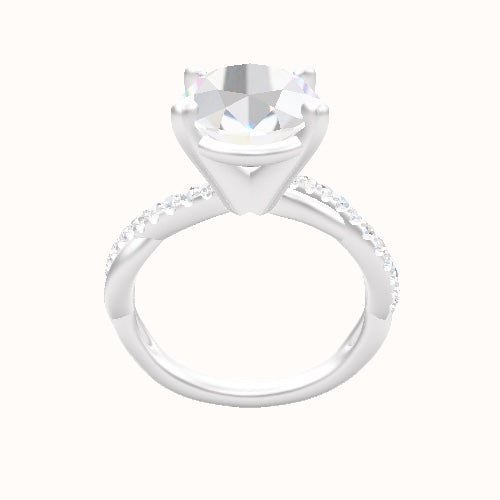 Pave Rope Engagement Ring With High Set Four Prong Head