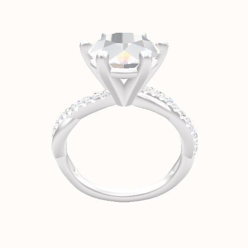 Pave Rope Engagement Ring With High Set Six Prong Head