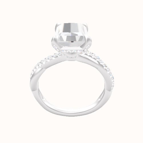 Pave Rope Engagement Ring With Pave Basket Head