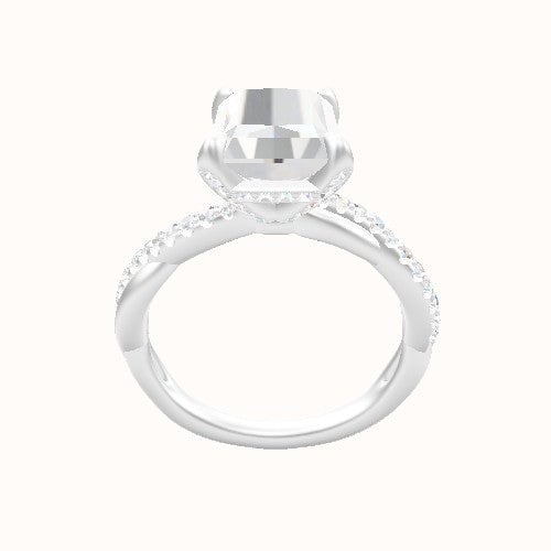 Pave Rope Engagement Ring With Pave Basket Head