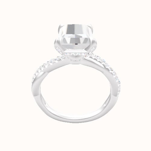 Pave Rope Engagement Ring With Pave Basket Head