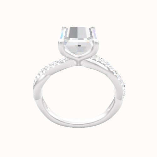 Pave Rope Engagement Ring With Petal Four Prong Head