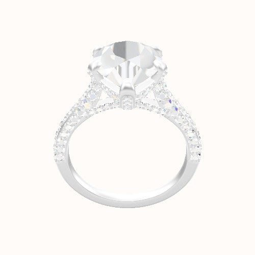 Petite Cathedral Three Row Engagement Ring With Pave Basket Head