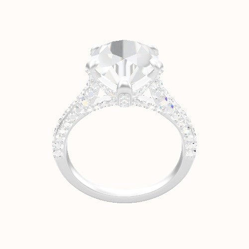 Petite Cathedral Three Row Engagement Ring With Pave Basket Head