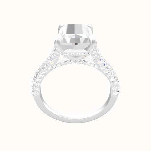 Petite Cathedral Three Row Engagement Ring With Pave Basket Head