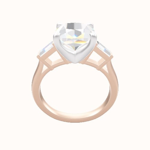 Plain Band with Baguette Sidestones Engagement Ring With Four Prong Head