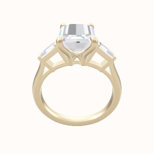 Plain Band with Baguette Sidestones Engagement Ring With X Gallery Head