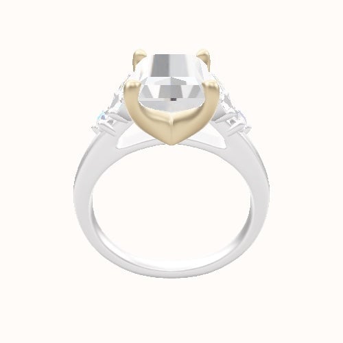 Plain Band with Marquise & Round Diamond Sidestones Engagement Ring With Four Prong Head