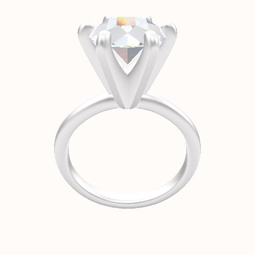 Rounded Solitaire Engagement Ring With Classic Six Prong Head