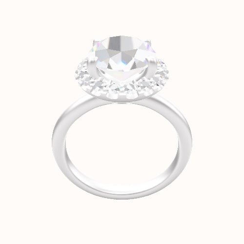 Rounded Solitaire Engagement Ring With Halo Head