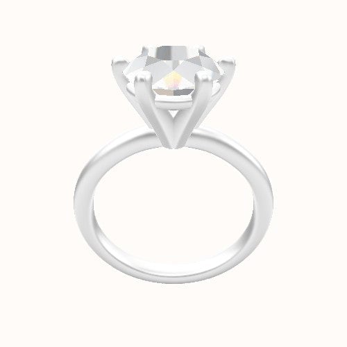Rounded Solitaire Engagement Ring With High Set Six Prong Head