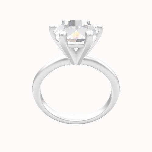 Rounded Solitaire Engagement Ring With High Set Six Prong Head
