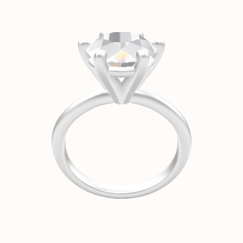 Rounded Solitaire Engagement Ring With High Set Six Prong Head