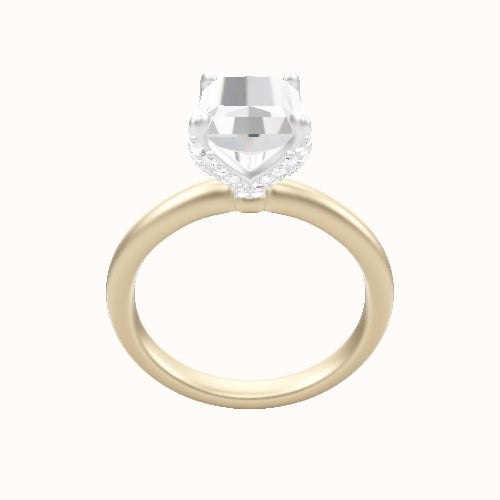 Rounded Solitaire Engagement Ring With Pave Petal Four Prong Head