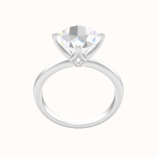 Rounded Solitaire Engagement Ring With Petal Compass Prong Head