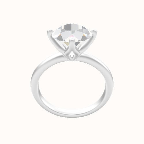 Rounded Solitaire Engagement Ring With Petal Compass Prong Head