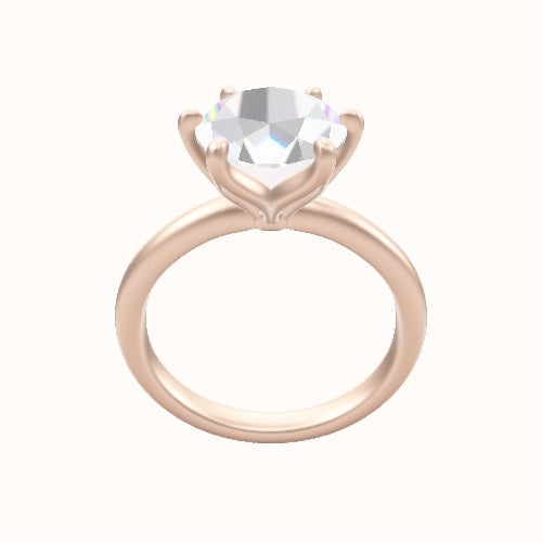 Rounded Solitaire Engagement Ring With Petal Six Prong Head