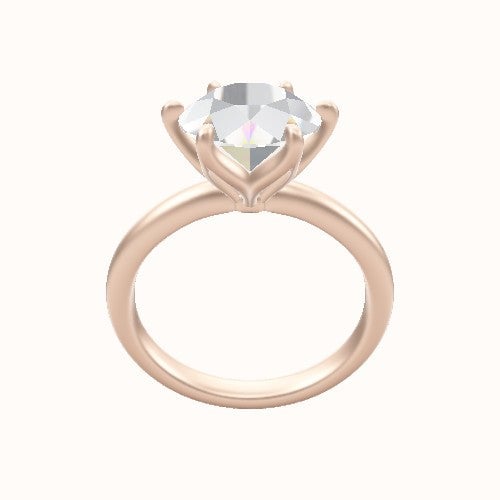 Rounded Solitaire Engagement Ring With Petal Six Prong Head