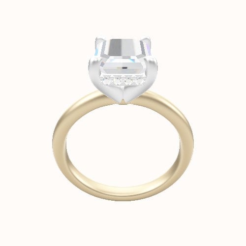 Rounded Solitaire Engagement Ring With V Prong with Hidden Halo Head