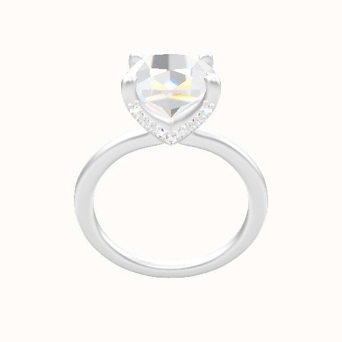 Solitaire Engagement Ring With Pave V Prong Head